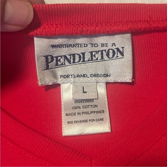 Pendleton Red V-Neck Sweater Timeless Style Sz L - Picture 5 of 6